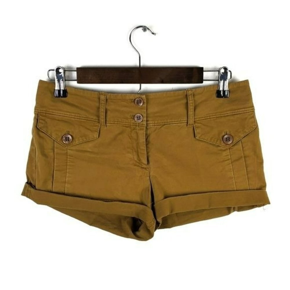 New York & Company Cotton Chino‎ Shorts Womens Size 2 Gold Mid Rise